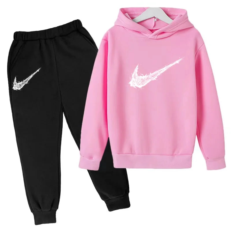 New Children's Sports Hooded Sweatshirt - Brand's Trendy Casual Hooded Top and Pants Set Suitable for Boys and Girls Aged 3 To13