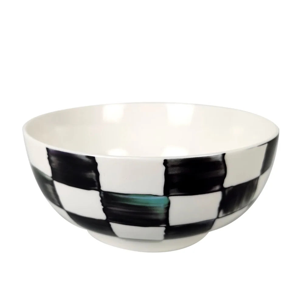 Black White Checkerboard Ceramic Dinner Plate Bone China Coffee Cup and Saucer Western Food Dishes Home Elegant Tableware Mug