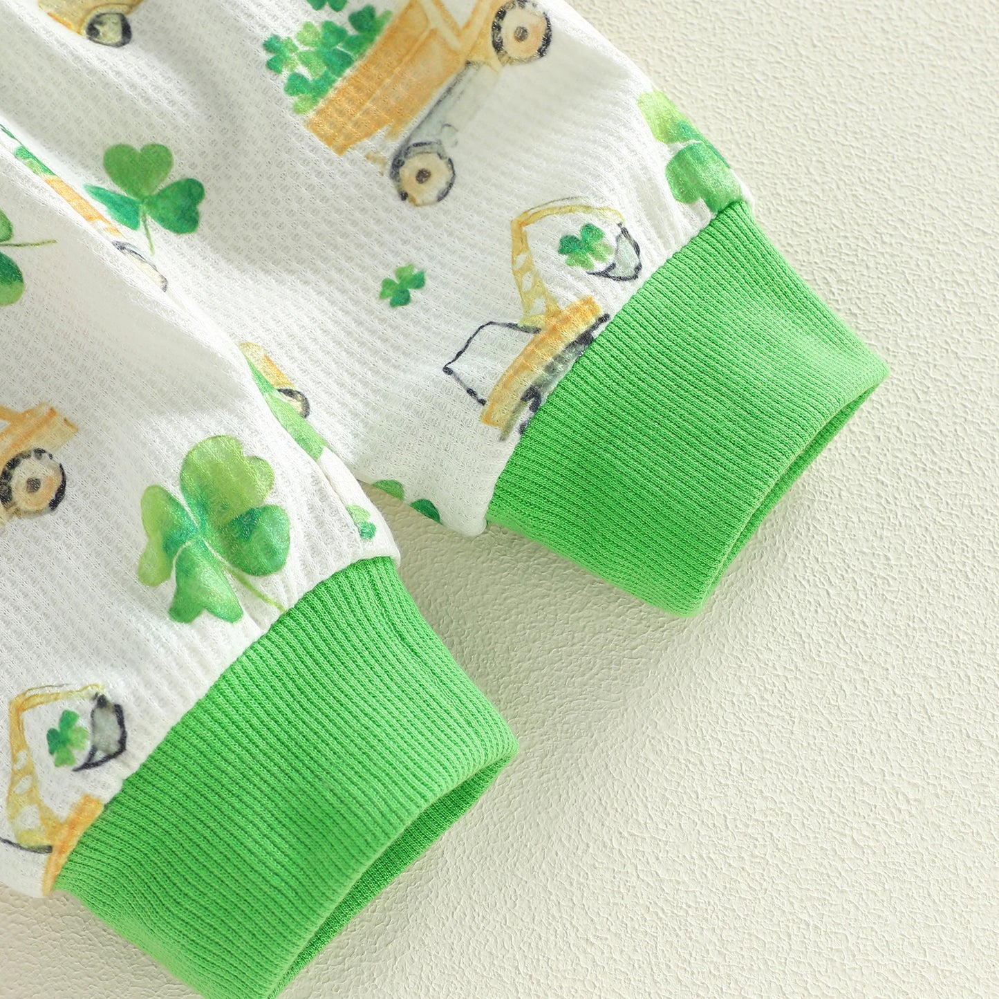 Baby Boys Pants Set, Excavator Shamrock Print Long Sleeve Sweatshirt with Sweatpants Infant Clothes