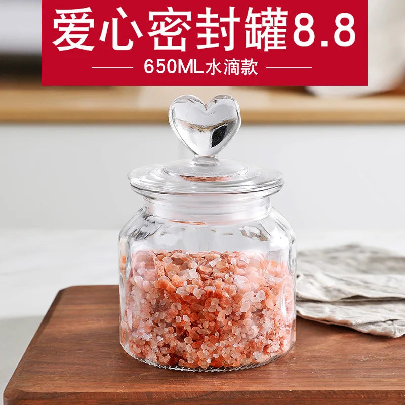 Transparent Sealed Jar Glass Bottle Kitchen Storage Box Food Grade Transparent Jar Miscellaneous Grain Snack Tea Storage Jar