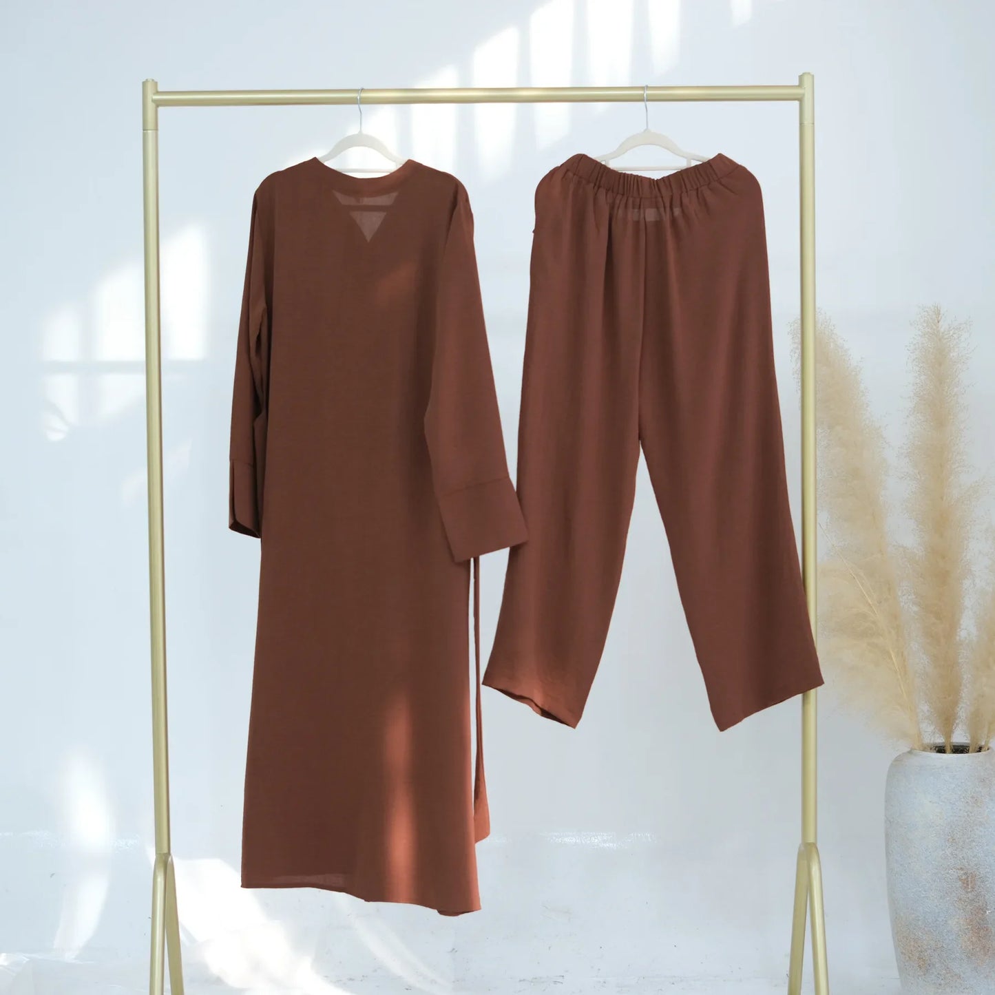 Two Piece Muslim Sets for Woman Ramadan Dubai Modest Abaya Dress Islamic Femme Vacation Travel Outfit Fashion Turkey Robe 2025