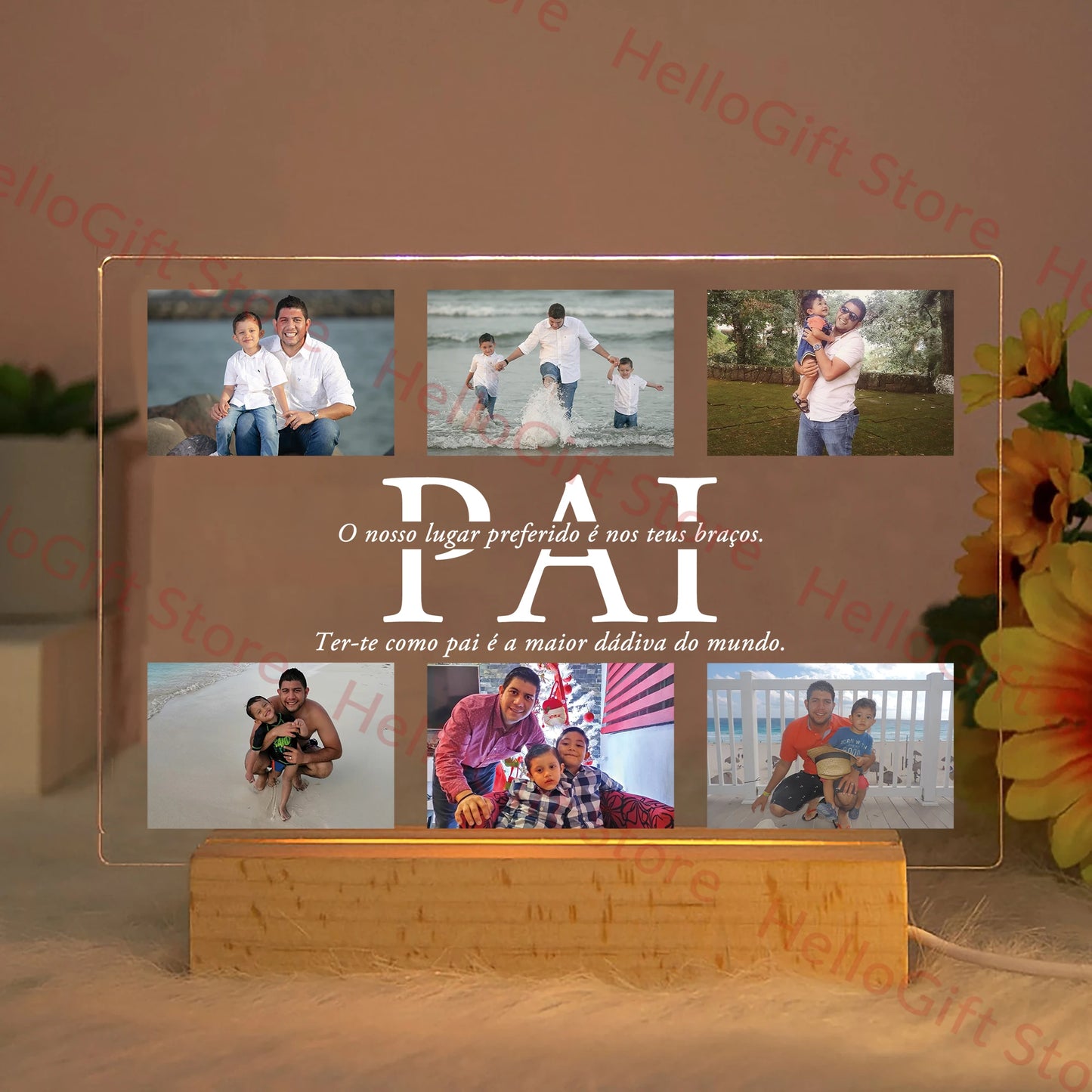 Custom Acrylic Lamp Personalized Photo Text Bedroom Night Light MOM DAD LOVE Friend Family Day Wedding Birthday Christmas Gift