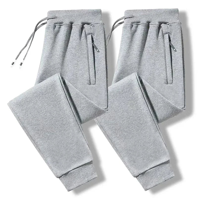 2025 Male Elastic Waist Soft Warm Casual Ankle Band Zipper Pockets Trousers Men Drawstring Pants Loose Spring Fall Sweatpants