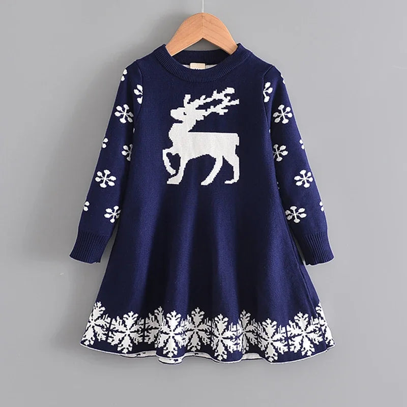 Bear Leader Autumn Winter Girls Sweater Long Sleeve Dress Vest Stripe Party Girl Baby Retro Knitted Wool Dress Casual Vestidos