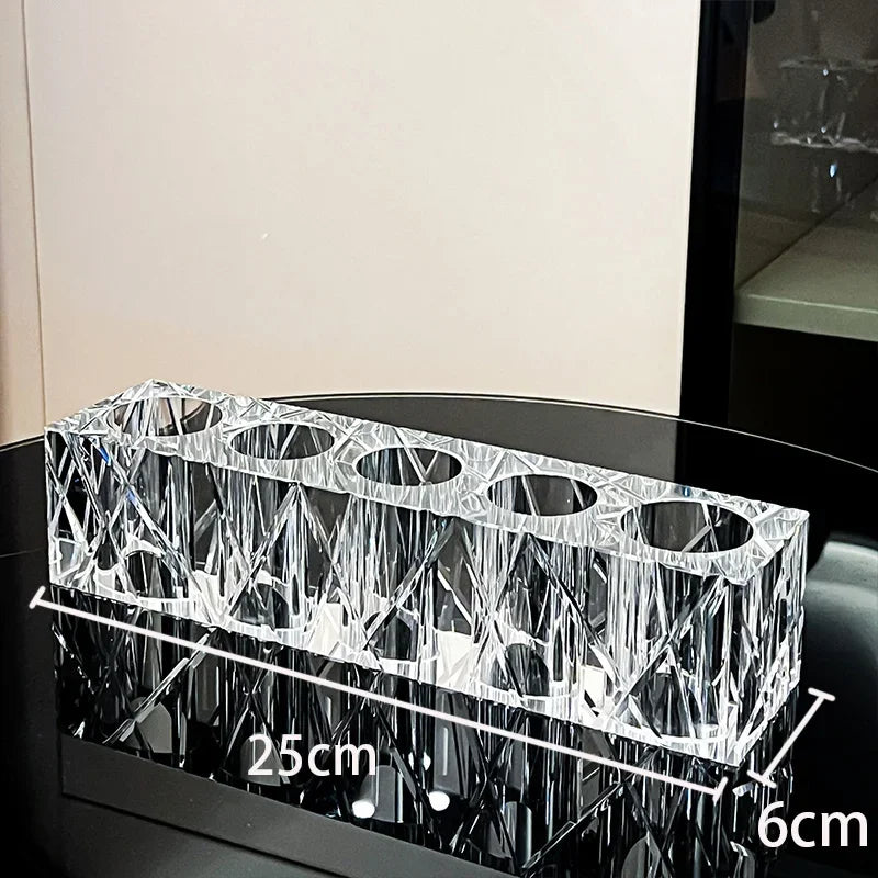 Advanced Crystal Bathroom Accessories Light Luxury Hotel Cutting Glass Toothbrush Holder Bathroom Storage Tray Cotton Swab Box