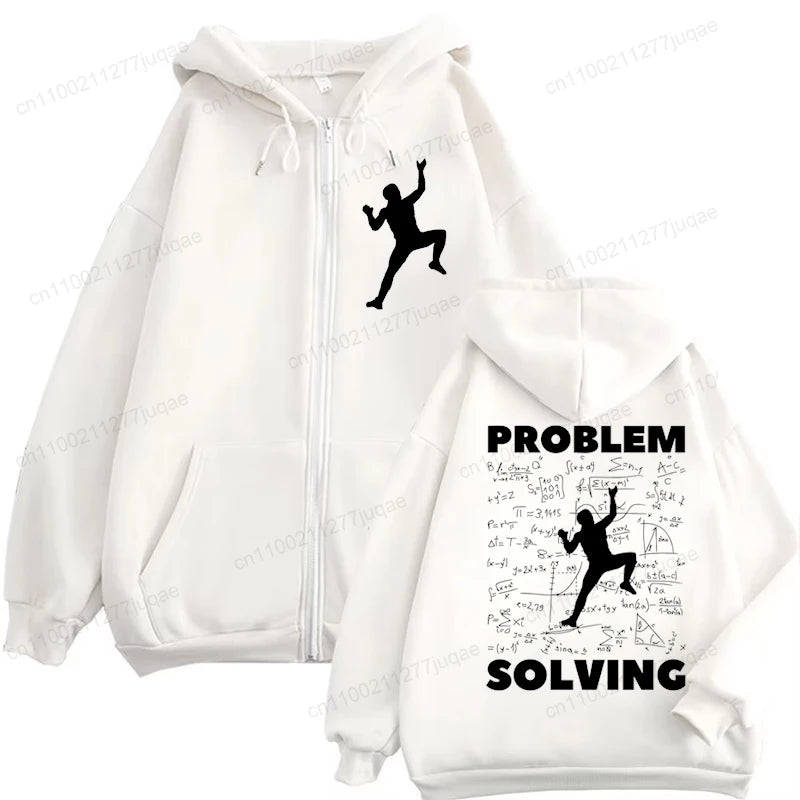 Problem Solving Math. Rock Climbing Funny Men Zip Up Hoodies Harajuku Hoodies Climbing Fashion Zip Hoody Zipper Fleece Tracksuit
