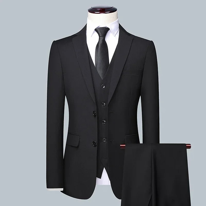 Suit Boutique Men's Fashion Business (Blazer+ Vest + Trousers) Gentleman's Wedding Casual Professional Formal Suit 3 Piece M-6XL