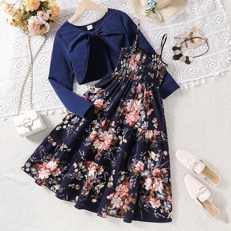 Girls Dress Summer 4-12 Years Flowers Sleeveless Fashion Elegant Little Princess Dress Birthday Dance Party Gifts Kids Clothes