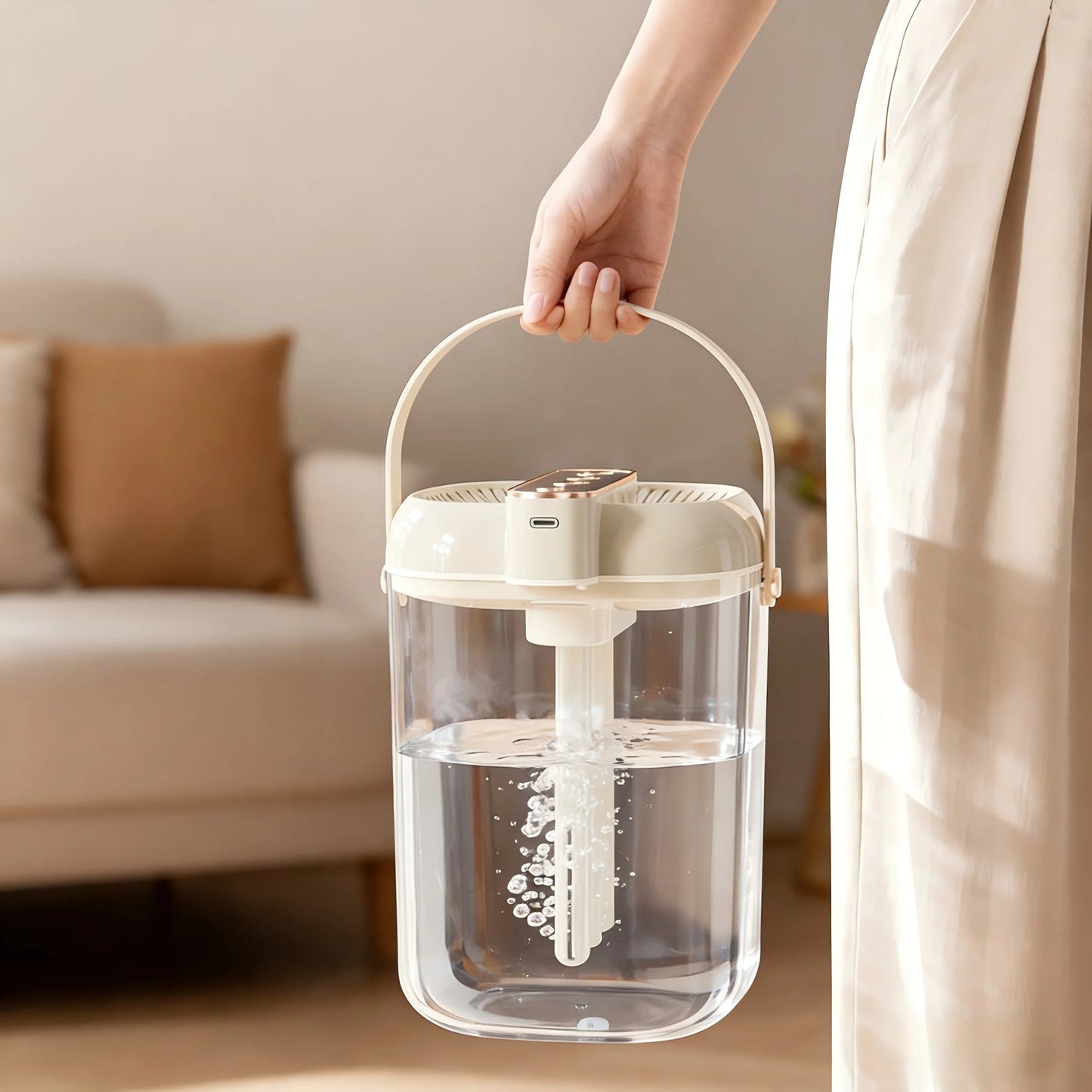 Intelligent 3-Spray Humidifier - 2L Large Capacity Water Tank, Warm Night Light, Waterless Protection, 4-Speed Mist Adjustment