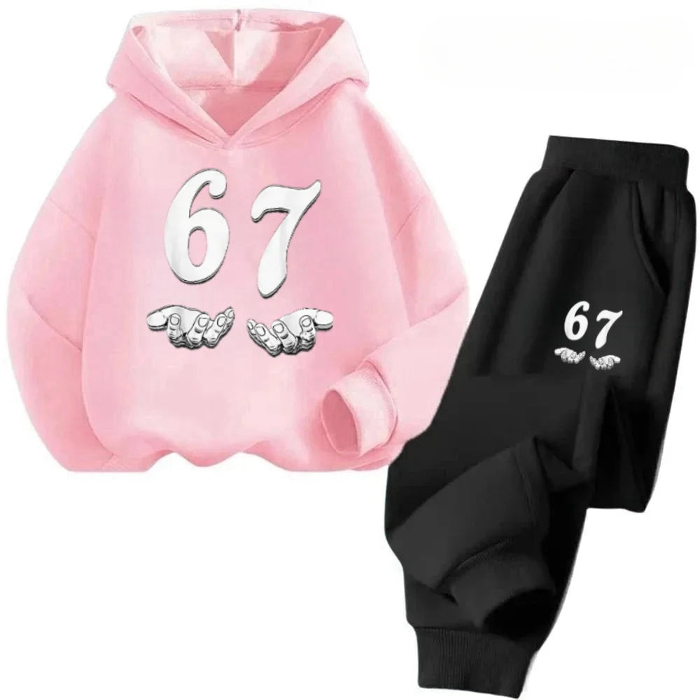 67 Fun Kids Set 4-13Y Cartoon Stitch Print Cotton Tracksuit Casual Children Outfit Free Shipping Children's Fashion Trend Set