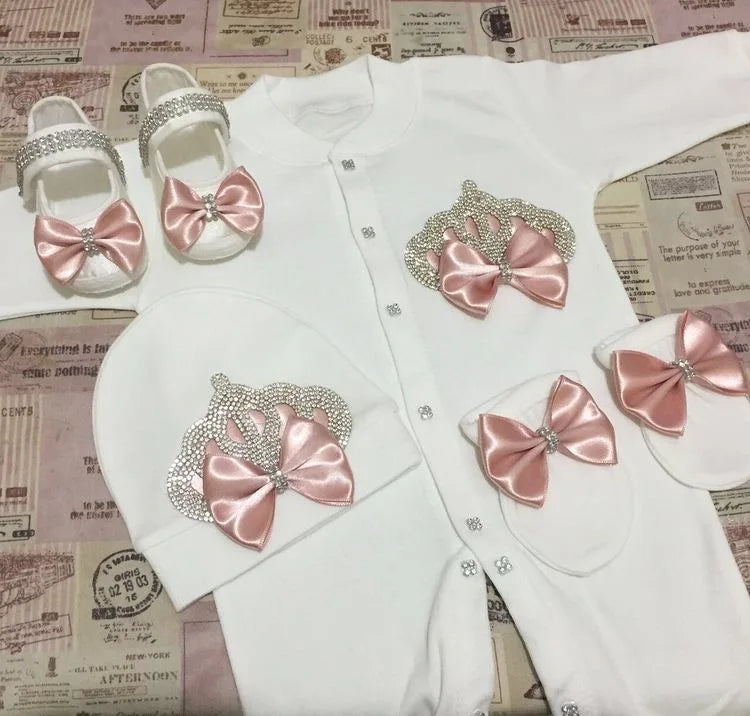 Dollbling Boy Baby Set Clothing Personalized Outfit Custom Baby Clothes Spring Angle Wing Lace Embroidery 4Pcs Layette
