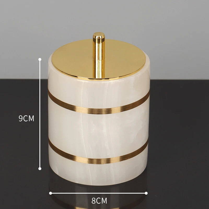 White Onyx Natural Marble Bathroom Accessories Set Gold Luxury Soap Dispenser Soap Dish Tray Toothbrush Holder Bathroom Set