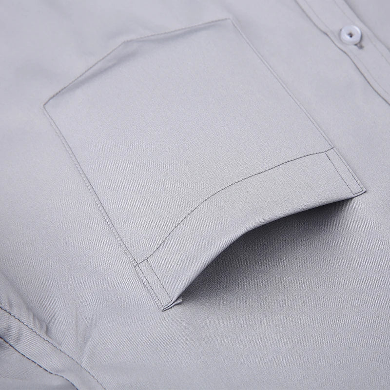 Plus Size M-7XL Elasticity Shirt Men Long Sleeve Slim Fit Casual Solid Color Luxury Shirt Social Formal Dress Shirts Man Clothes