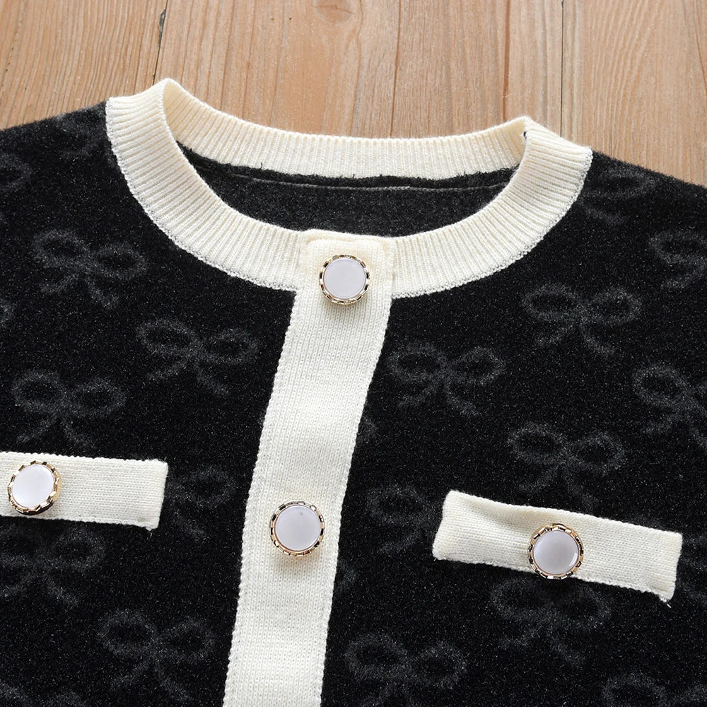 Girls Knitted Dresses 2025 New Sweater Dress Kids Fashion Clothing Long Sleeves Casual Dress Baby Girls Princess Dress