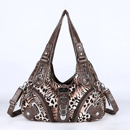 Angelkiss Women Handbags Leopard Shoulder Bag Top-handle Handbag Fashion Satchel Dumpling Shoulder Bag Tote Hobos Large Purse