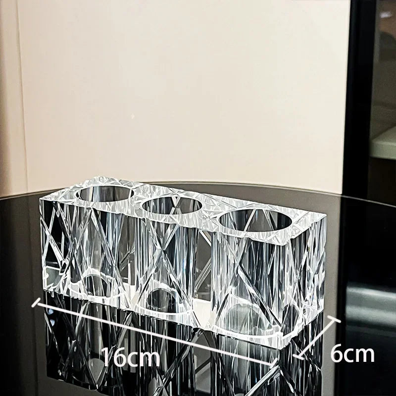 Advanced Crystal Bathroom Accessories Light Luxury Hotel Cutting Glass Toothbrush Holder Bathroom Storage Tray Cotton Swab Box