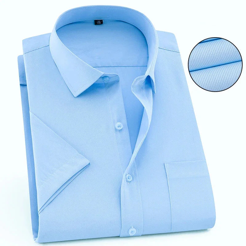 Men's Premium Striped Plaid Short Sleeve Shirts Summer Business Casual Branded Workwear Purple Blue 6XL Plus Large Size KOACUS