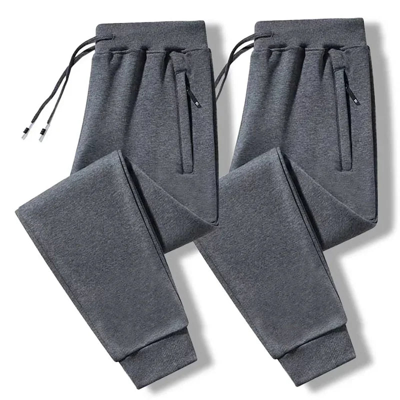 2025 Male Elastic Waist Soft Warm Casual Ankle Band Zipper Pockets Trousers Men Drawstring Pants Loose Spring Fall Sweatpants