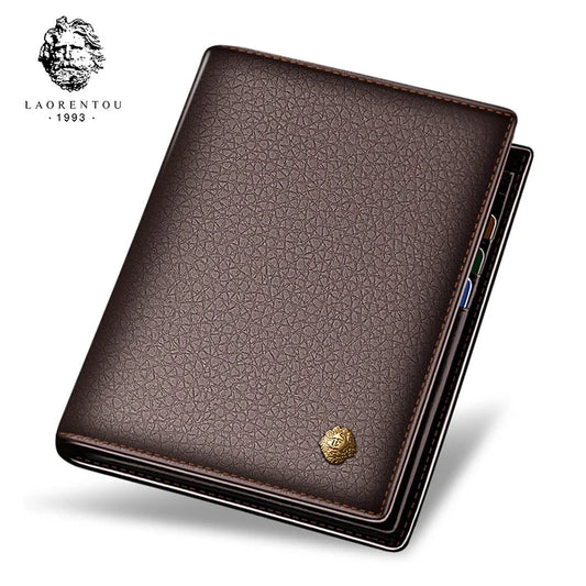 LAORENTOU Men Genuine Leather Wallet Small Card Holder Wallet Gift for Husband,  Boyfriend