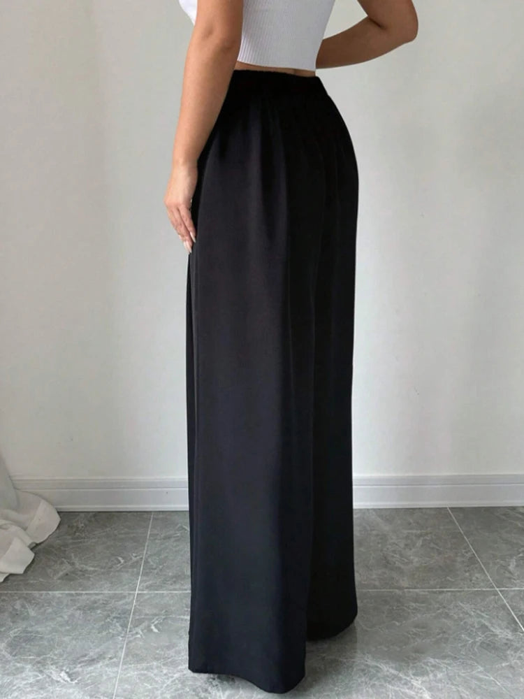 Fashionable Elegant High Waist Wide Leg Pants for Women Spring Summer Atmospheric Great Style Long Trousers