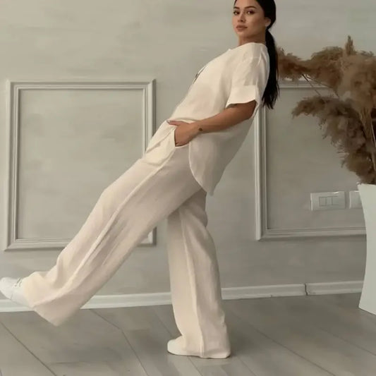 Women's Old Money Style Straight-Leg Pants Casual Solid Color Loose Lazy-Fit Trousers