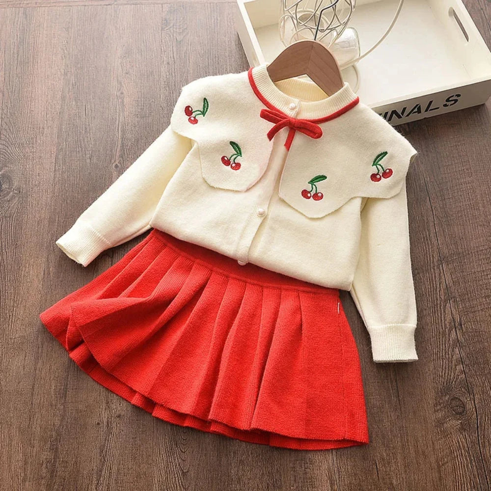 Menoea Children Autumn Leopard Clothes Kids Winter Sweater Dress Woollen Long Sleeve Cat Design Girls Clothing Knit Bow Dresses