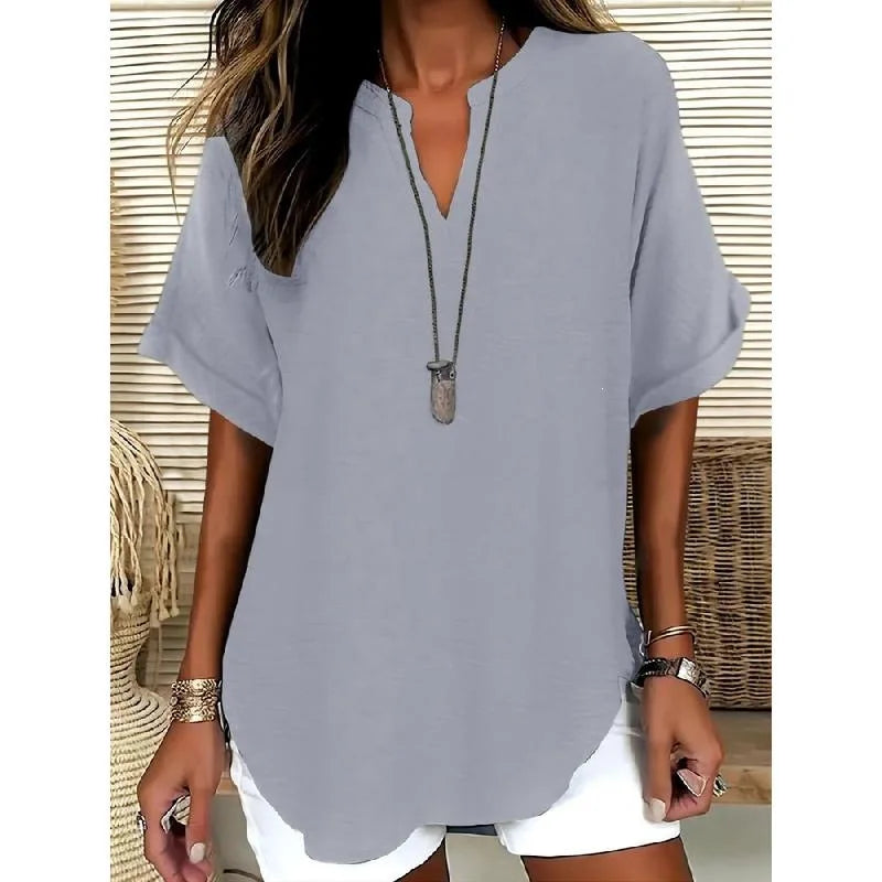 Women's Casual Color Short Sleeve Shirt Spring 2026 Princes Sleeve Other Material 100% Deformation Resistant Fashion