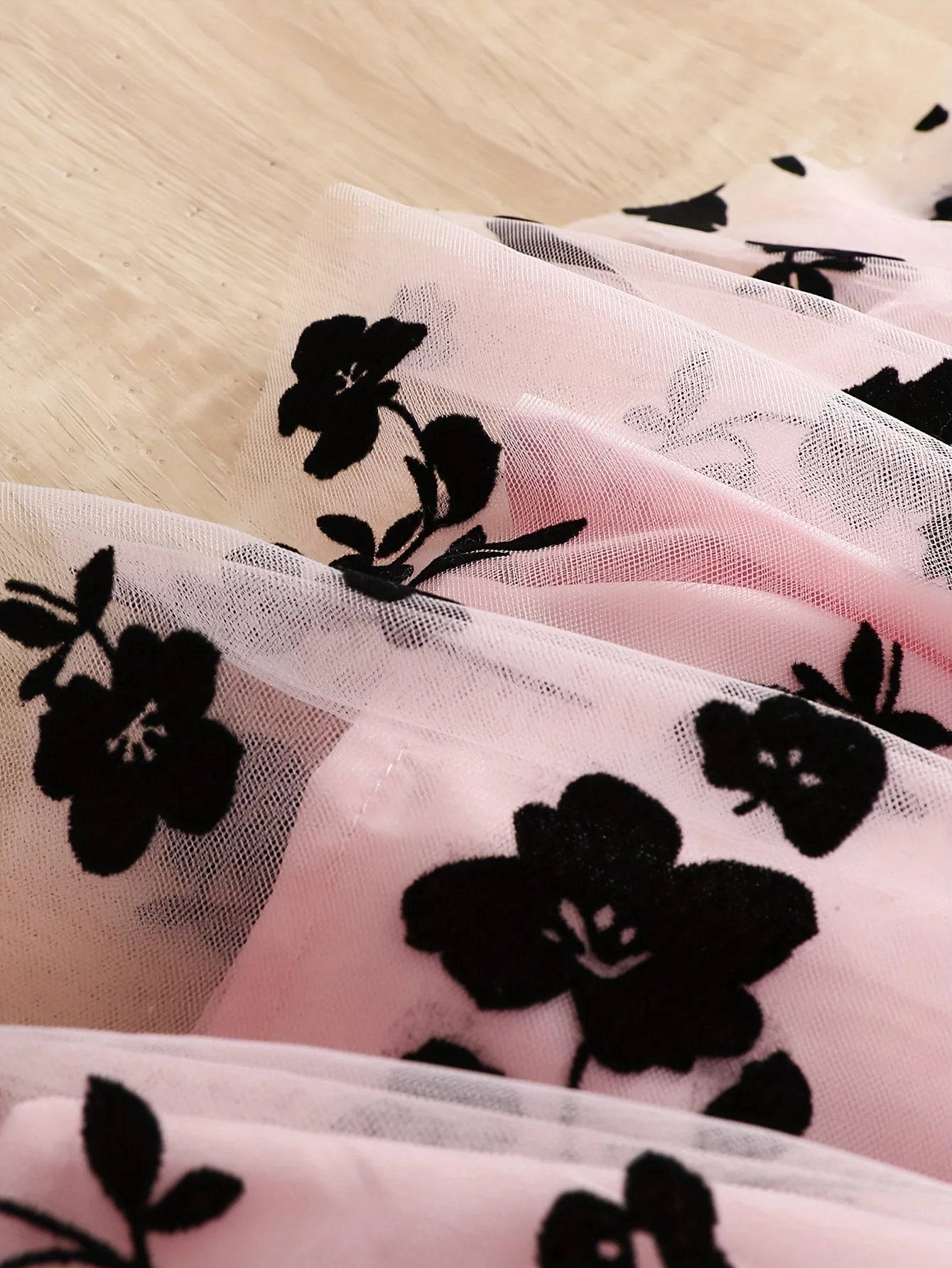 Girls Casual Knitted Pit Strip Round Neck Long Sleeve Flower Craft Mesh Dress Holiday Vacation Party Gift with Satin Ribbon