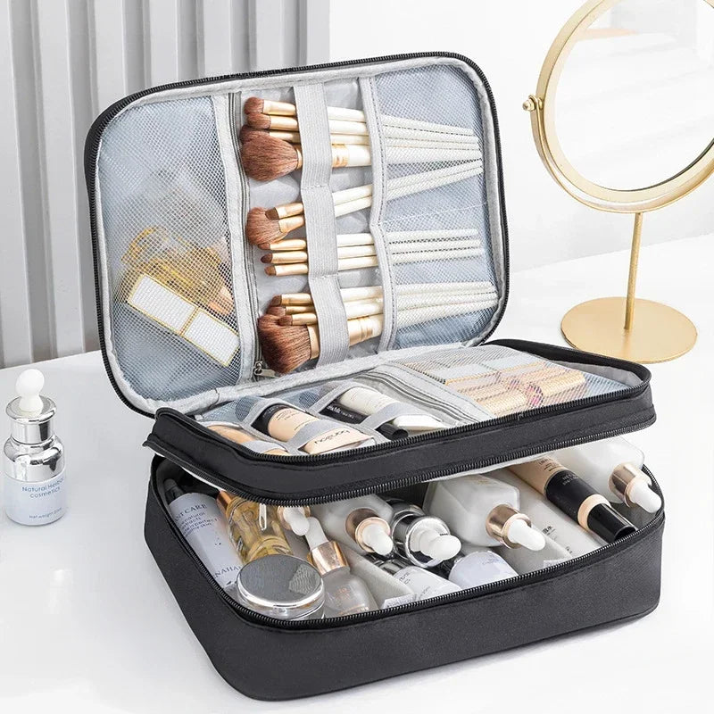Fashion Solid Color Makeup Bag Large Capacity Travel Cosmetic Organizer Portable Toiletry Bag for Women