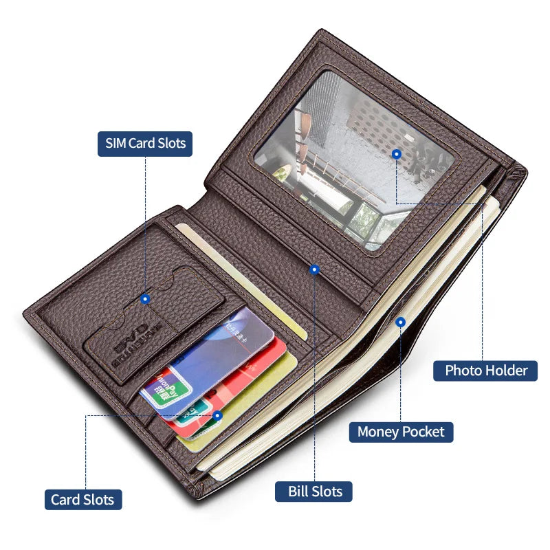 LAORENTOU Men Genuine Leather Wallet Small Card Holder Wallet Gift for Husband,  Boyfriend