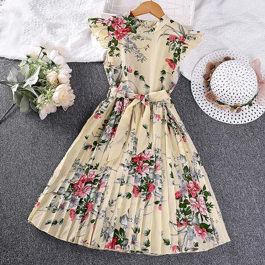 Girls Dress Summer 4-12 Years Flowers Sleeveless Fashion Elegant Little Princess Dress Birthday Dance Party Gifts Kids Clothes