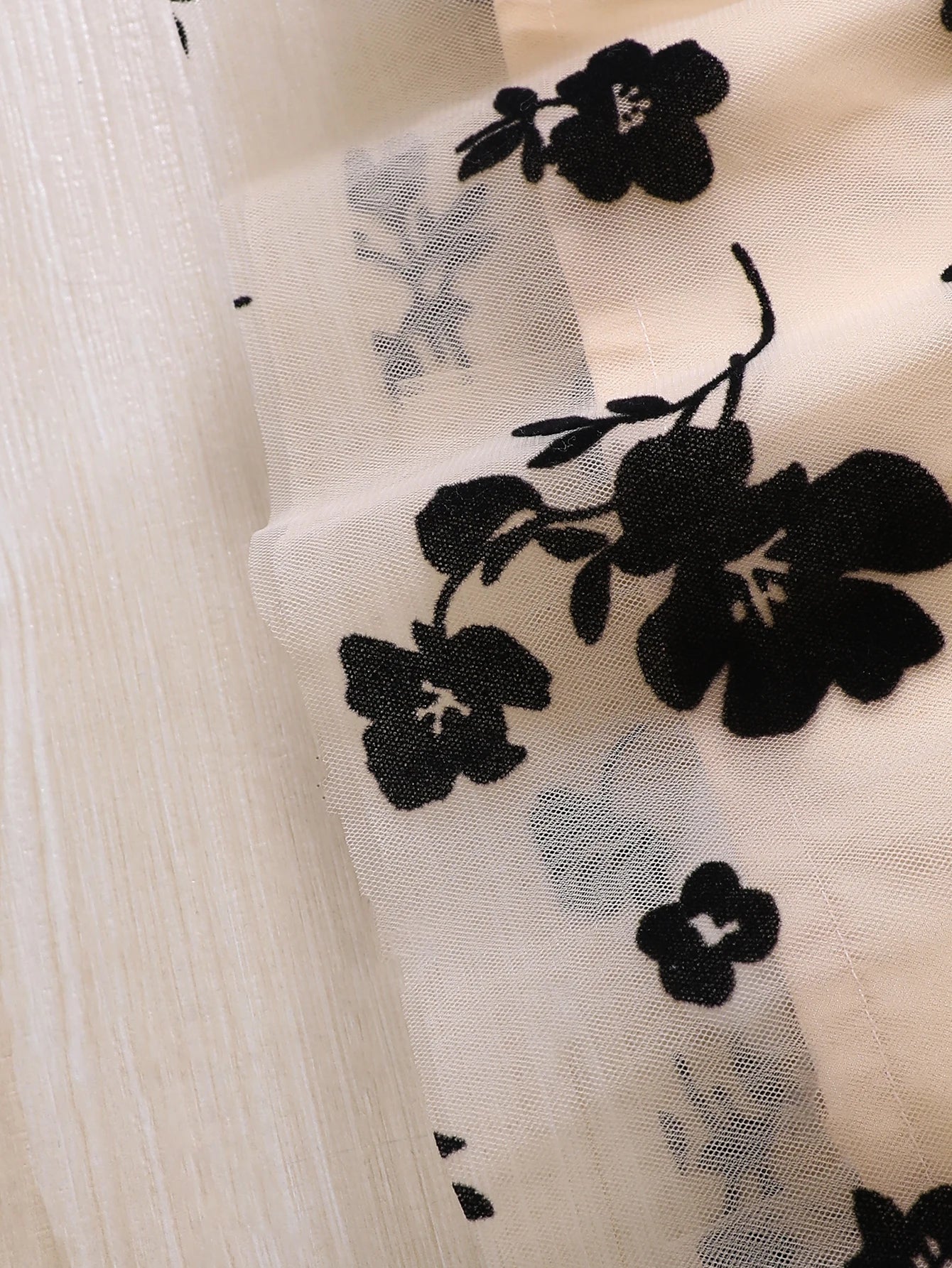 Girls Casual Long Sleeve Velvet Flying Sleeve Ruffled Flower Flocked Mesh Dress Princess Dress Holiday Party Gift with Ribbon