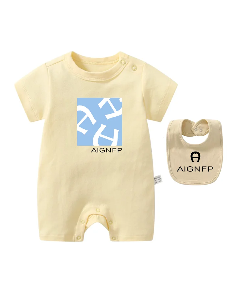 Newborns Clothes Rompers 2025 Hot sales Bib scarf Baby Jumpsuit 2Pcs Set Fashion Toddler Romper %100 Cotton Infant Boy Bodysuits