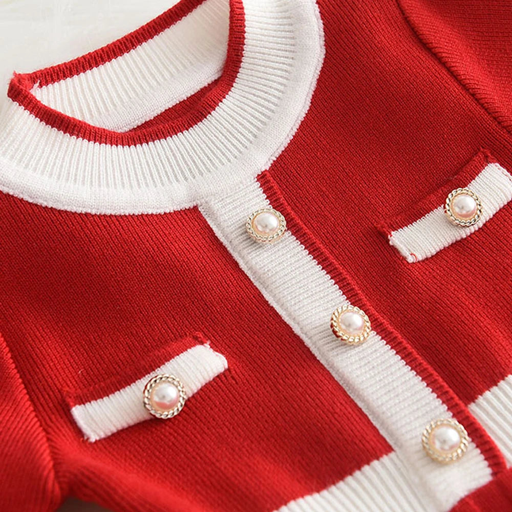 Girls Sweater Dress  Version Girls Wind Knitted Round Neck Princess Skirt 3-7 Years Old Little Girl Skirt