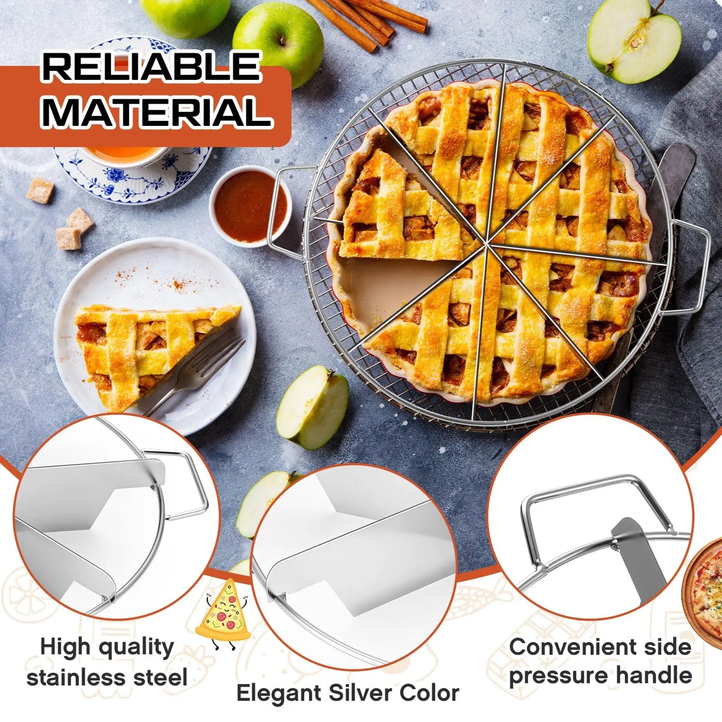 Cake Cutter Slicer Stainless Steel Pastry Portion Marker Pizza Pie Divider Even 4-10 Slices Cake Portioner Baking Tools Kitchen