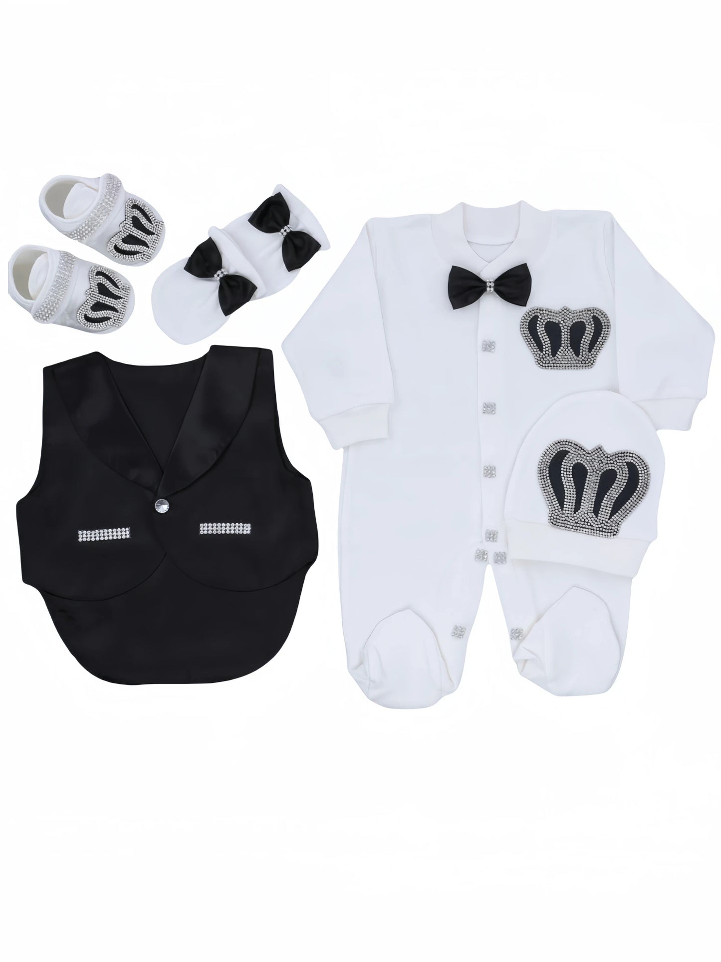 Baby Boy Formal Wedding Suit Toddler 0-1y Outfit Kids Vest Blazer Gentleman Clothes Long Sleeve Layette Outfit