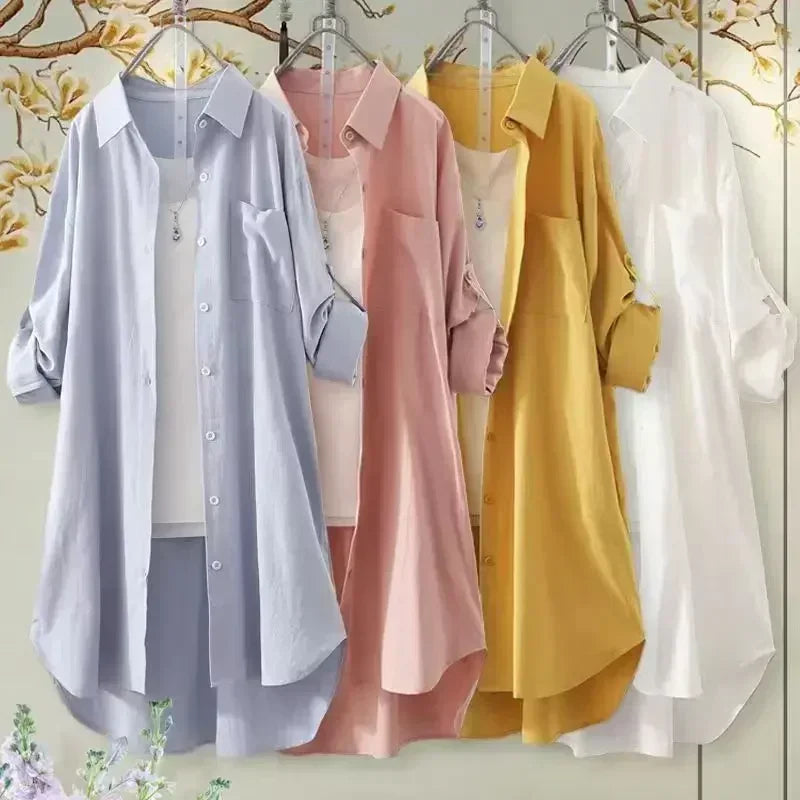 Plus Size Women Simple Long Sleeve Blouse