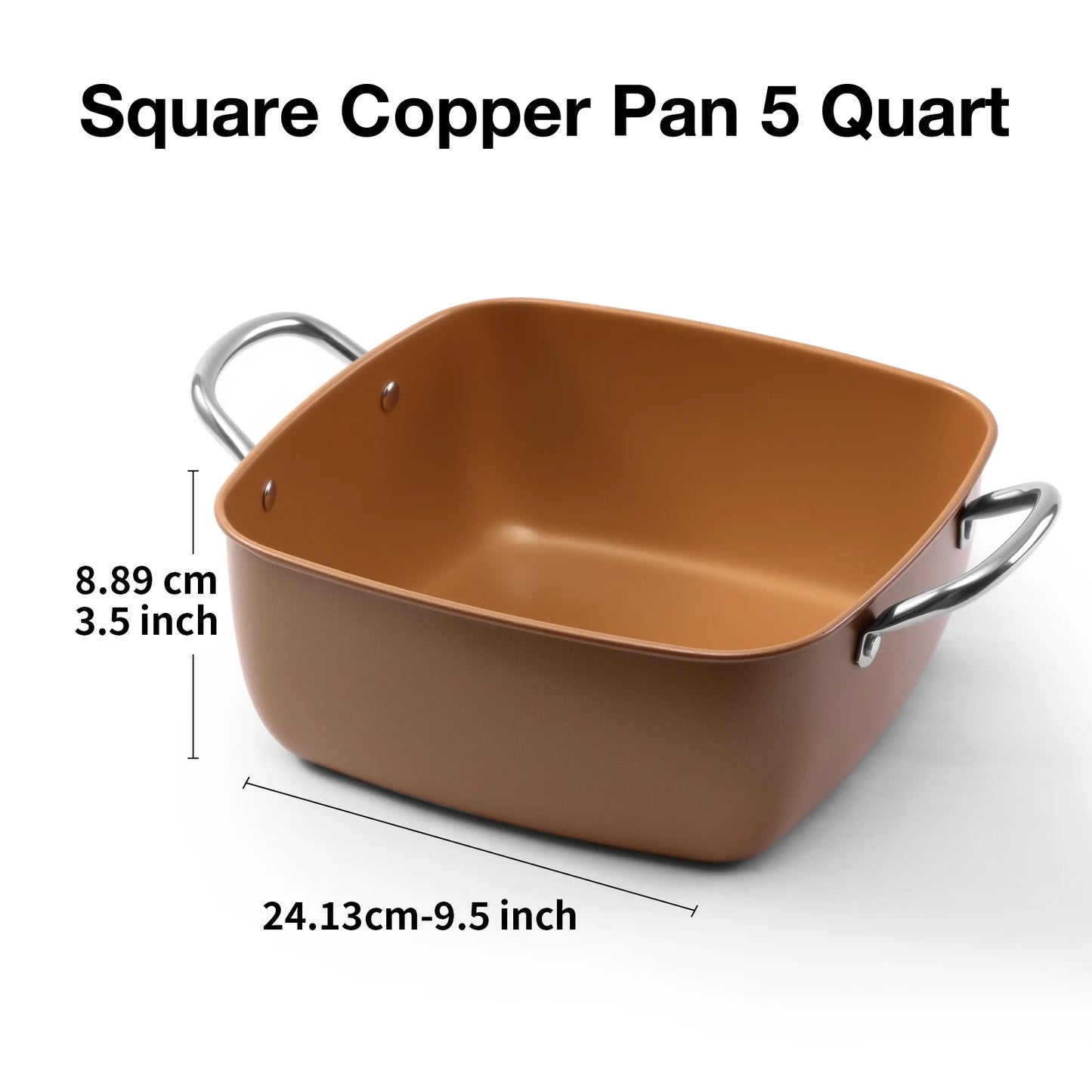 9.5” Non Stick Deep Frying Pan with Fry Basket Steamer Rack and Glass Lid Multi-Large Cooking Pan Stove Suitable Dishwasher Safe