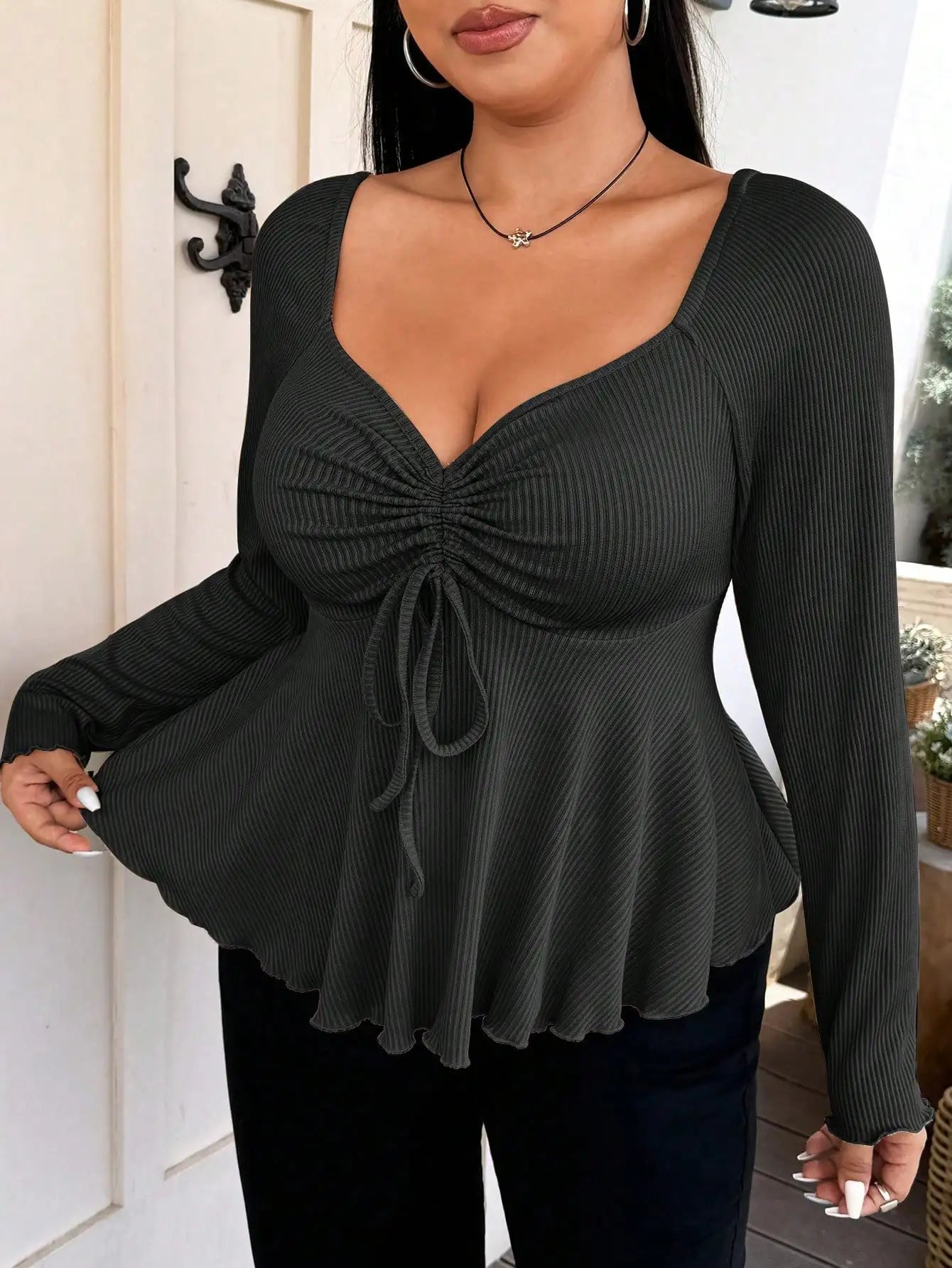 Elegant special new fashion solid color women's autumn and winter warm plus size T-shirt