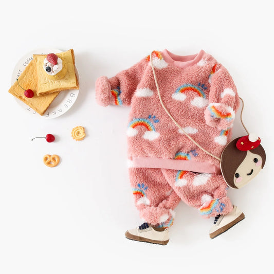 Sanlutoz Winter Baby Girls Clothing Sets Warm Long Sleeve Tops + Trousers 2Pcs Cute