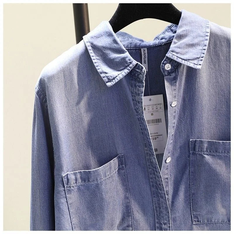Women's Mid-Length Svel Denim irt Dr Cotton Linen Material Korean Sle Commute Pure Color Other Material 00%