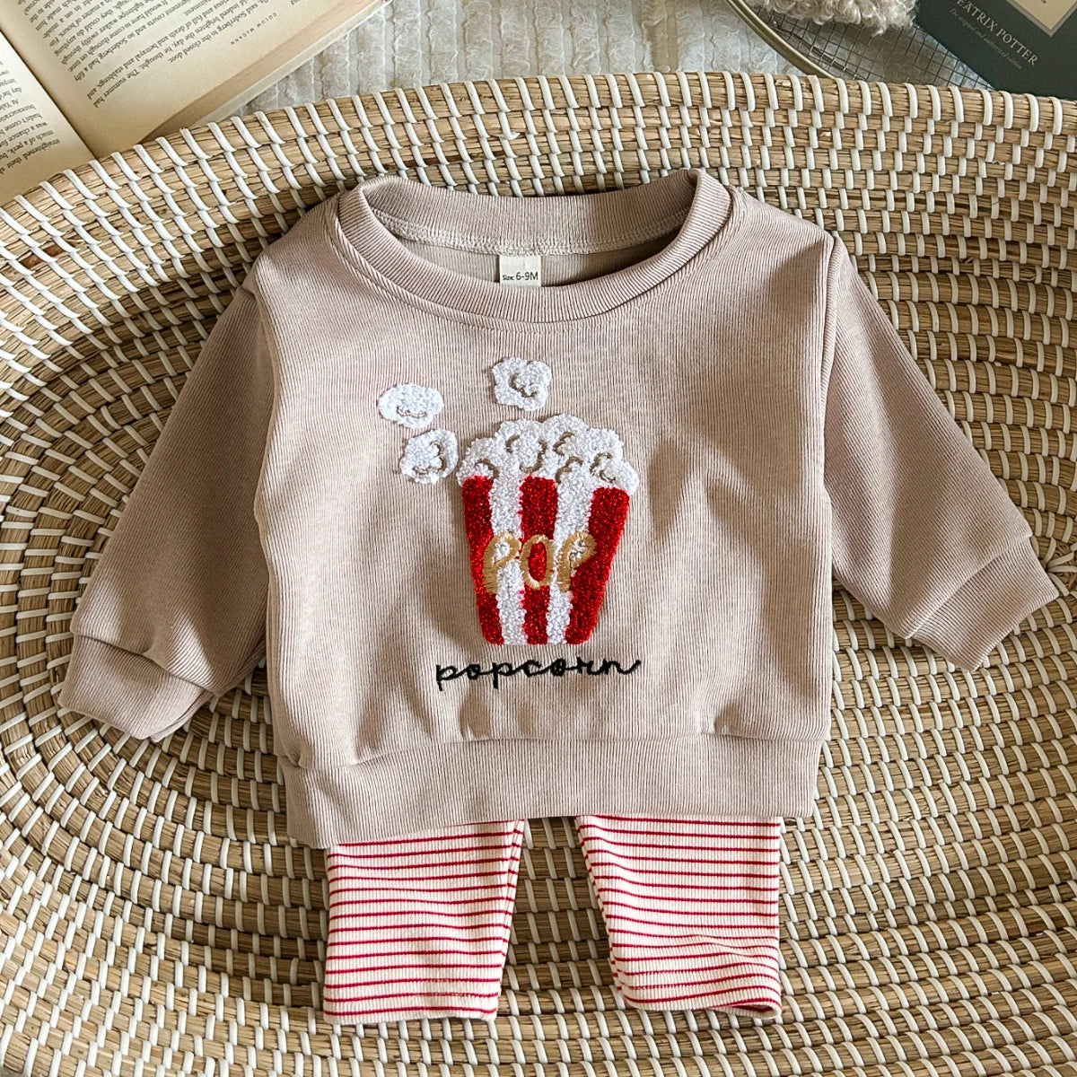 Autumn Thick Toddler Outfits Baby Boy Girl Cute Popcorn Embroidery Pullover Shirt+Pants 2pcs Long Sleeve Kids Clothes Set