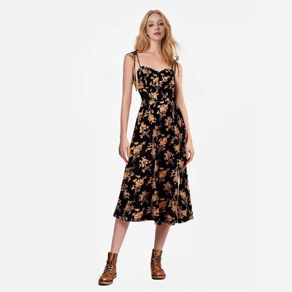 2026 Spring Summer Women Dress Photo Booth Props French Style Waist Floral Sleeveless Slim Fit Dress European Style