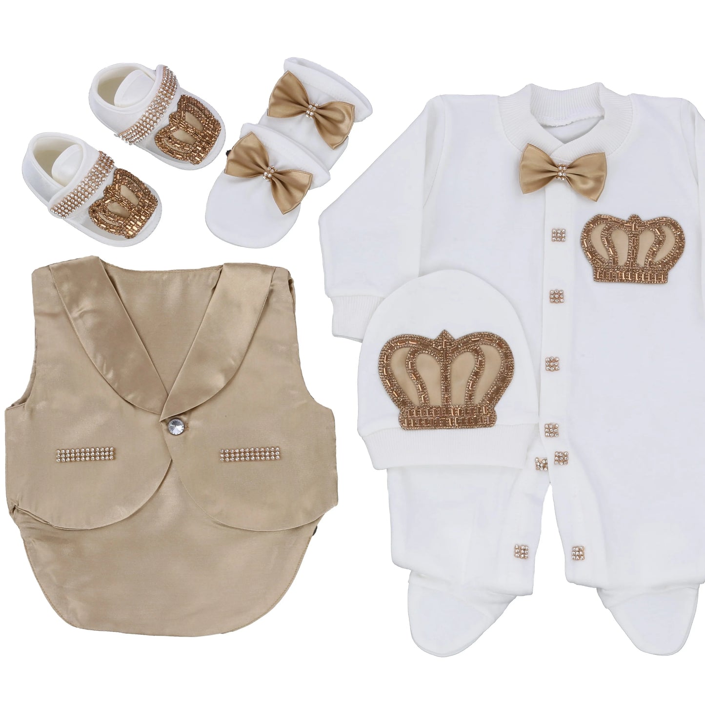 Baby Boy Formal Wedding Suit Toddler 0-1y Outfit Kids Vest Blazer Gentleman Clothes Long Sleeve Layette Outfit