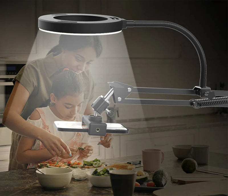 Selfie Ring Light with Mobile Phone Holder Support Table Arm Stand Ringlight for Live Broadcast Rong Ligth for Youtube Streaming