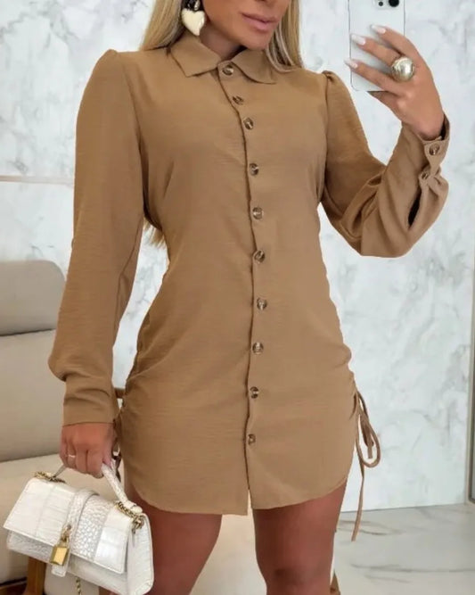 Women's Fashion Summer Minimalist V-neck Button Up Dress Woman Cotton Linen White Short Sleeved Pocket Casual Loose Shirt Dress