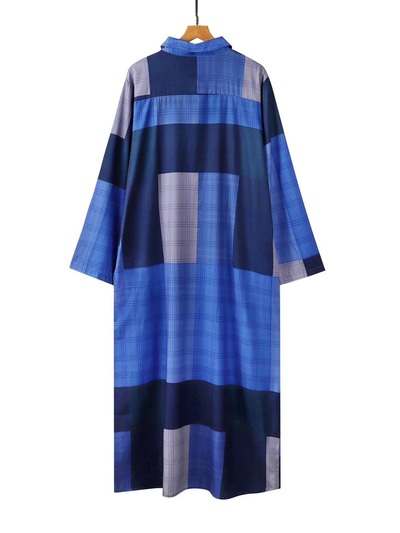 Plus Size Women Shirt Long Skirt Holiday Casual Lapel Robe Long Sleeve Floral Print Dress Single Row Button Extended Wide Style