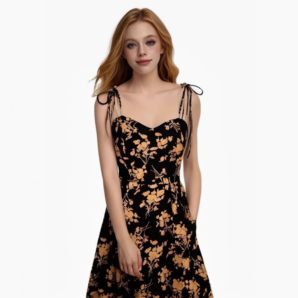 2026 Spring Summer Women Dress Photo Booth Props French Style Waist Floral Sleeveless Slim Fit Dress European Style