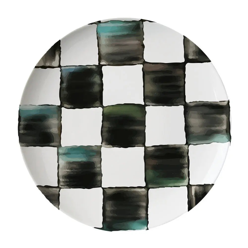 Black White Checkerboard Ceramic Dinner Plate Bone China Coffee Cup and Saucer Western Food Dishes Home Elegant Tableware Mug