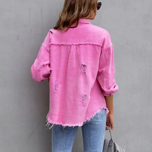 Solid Casual Loose Denim Shirts For Women 2025 Autumn Vintage Women's Oversized Shirts And Blouses Fashion Youth Female Tops